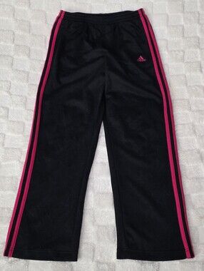 Adidas Vintage (2003) Track Pants Black + Hot Pink Embroidered Logo Size Small